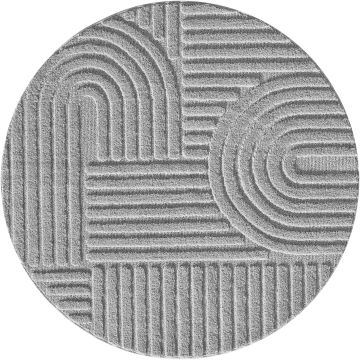 Art tappeto pelo lungo rotonda Ø 160cm argento