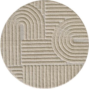 Art tappeto pelo lungo rotonda Ø 80cm beige