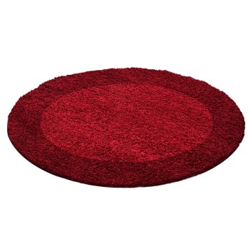Life Shaggy Ombra tappeto pelo lungo rotonda Ø 160cm rosso