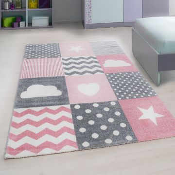 Kids Paese delle Meraviglie tappeto camera bambini pelo corto rettangolo 120x170cm rosa