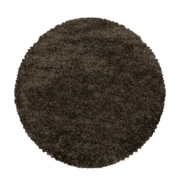 Fluffy Shaggy tappeto pelo lungo rotonda Ø 120cm marrone