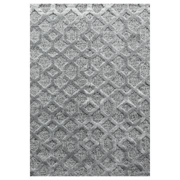Pisa Web tappeto pelo lungo rettangolo 240x340cm grigio