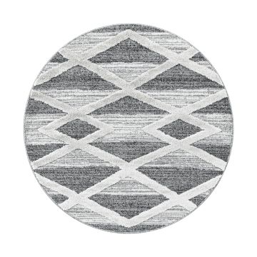 Pisa Trapeze tappeto pelo lungo rotonda Ø 160cm grigio