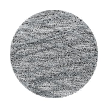 Pisa Parelle tappeto pelo lungo rotonda Ø 80cm grigio