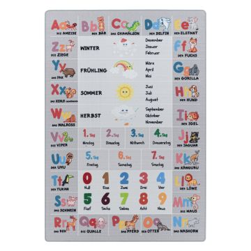 Play Edu antiscivolo tappeto educativo bambini pelo corto rettangolo 100x150cm grigio (tedesco)