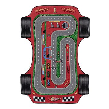 Play Pista da Corsa antiscivolo tappeto gioco camera bambini pelo corto rettangolo 100x150cm rosso