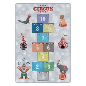 Play Campana Circo antiscivolo tappeto gioco camera bambini pelo corto rettangolo 100x150cm grigio