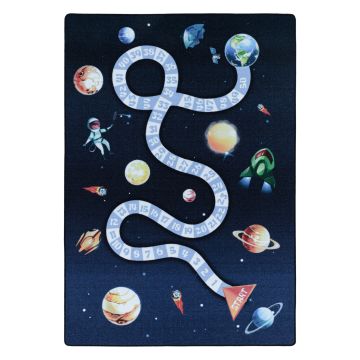 Play Viaggi nello Spazio antiscivolo tappeto gioco bambini cifra educative pelo corto rettangolo 80x120cm blu navy