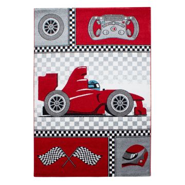 Kids Auto da Corsa tappeto camera bambini pelo corto rettangolo 140x200cm rosso