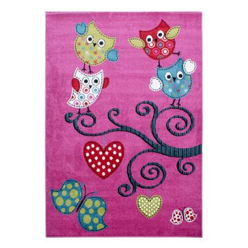 Kids Gufi tappeto camera bambini pelo corto rettangolo 140x200cm lila