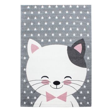 Kids Gattino tappeto camera bambini pelo corto rettangolo 200x290cm rosa