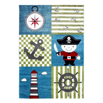 Kids Pirata tappeto camera bambini pelo corto rettangolo 140x200cm multicolore