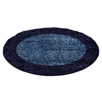 Life Shaggy Ombra tappeto pelo lungo rotonda Ø 120cm blu navy