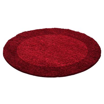 Life Shaggy Ombra tappeto pelo lungo rotonda Ø 120cm rosso