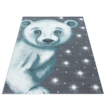 Bambi Orso Polare tappeto camera bambini pelo corto rettangolo 80x150cm blu