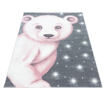 Bambi Orso Polare tappeto camera bambini pelo corto rettangolo 80x150cm rosa