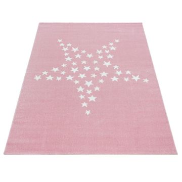 Bambi Stella tappeto camera bambini pelo corto rettangolo 120x170cm rosa