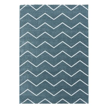 Rio Zigzag tappeto pelo lungo runner 80x250cm blu