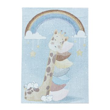 Lucky Giraffa bambino tappeto camera bambini pelo corto rettangolo 140x200cm blu