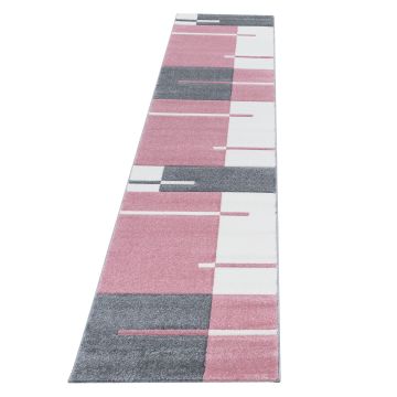 Hawaii Striscia tappeto pelo corto runner 80x300cm rosa