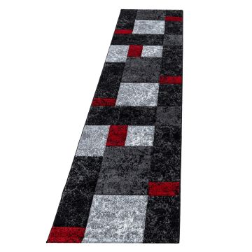 Hawaii Blocchi tappeto pelo corto runner 80x300cm rosso