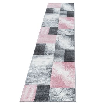 Hawaii Tetris tappeto pelo corto runner 80x300cm rosa