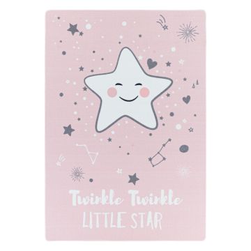 Play Brilla, Brilla la Stellina antiscivolo tappeto camera bambini pelo corto rettangolo 80x120cm rosa