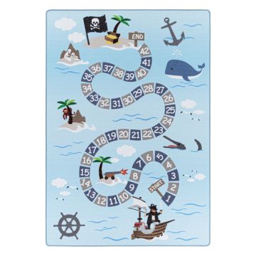 Play Pirati antiscivolo tappeto bambini cifra educative pelo corto rettangolo 80x120cm blu