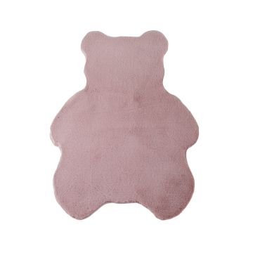 Caty Orso monocromo tappeto bambini soffice pelo corto 80x100cm rosa