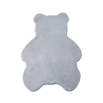 Caty Orso monocromo tappeto bambini soffice pelo corto 80x100cm argento