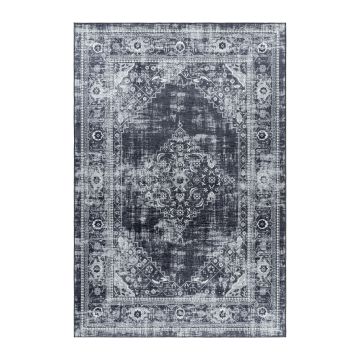 Fiesta Vintage antiscivolo tappeto tessuto piatto rettangolo 160x230cm nero